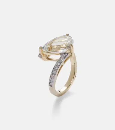 Mateo Slanted 14kt gold ring with topaz and diamonds | Thumbnail 2 Mateo Slanted 14kt gold ring with topaz and diamonds | Thumbnail 2