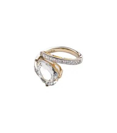 Mateo Slanted 14kt gold ring with topaz and diamonds | Thumbnail 1 Mateo Slanted 14kt gold ring with topaz and diamonds | Thumbnail 1