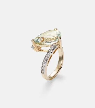 Mateo Slanted 14kt gold ring with amethyst and diamonds | Thumbnail 2