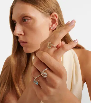 Mateo Slanted 14kt gold ring with amethyst and diamonds | Thumbnail 4