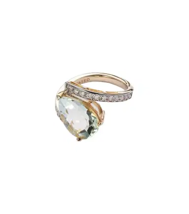 Mateo Slanted 14kt gold ring with amethyst and diamonds | Thumbnail 1