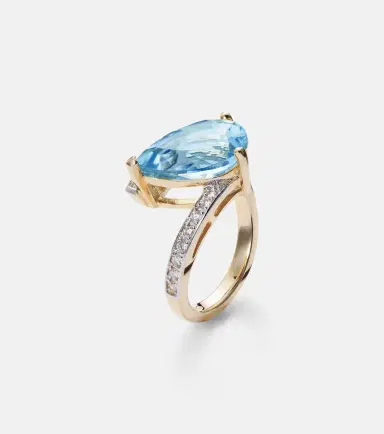 Mateo Slanted 14kt gold ring with topaz and diamonds | Thumbnail 2 Mateo Slanted 14kt gold ring with topaz and diamonds | Thumbnail 2
