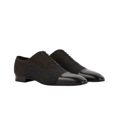 Christian Louboutin Greggo leather-trimmed Oxford shoes | Thumbnail 1 Christian Louboutin Greggo leather-trimmed Oxford shoes | Thumbnail 1