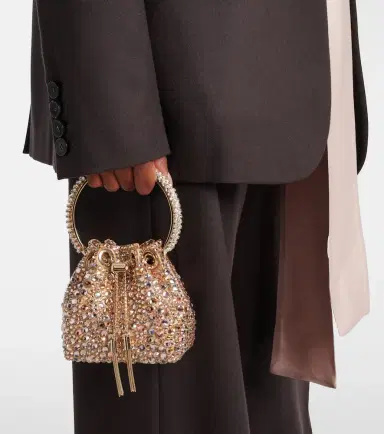 Jimmy Choo Bon Bon Micro embellished satin bucket bag | Thumbnail 5