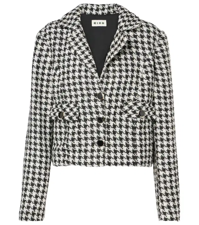 Rixo Houndstooth cropped jacket