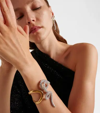 YEPREM Golden Strada 18kt yellow and white gold bangle with diamonds | Thumbnail 4