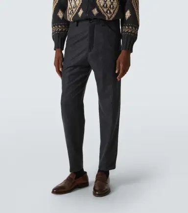 Brunello Cucinelli Pleated virgin wool straight pants | Thumbnail 4 Brunello Cucinelli Pleated virgin wool straight pants | Thumbnail 4