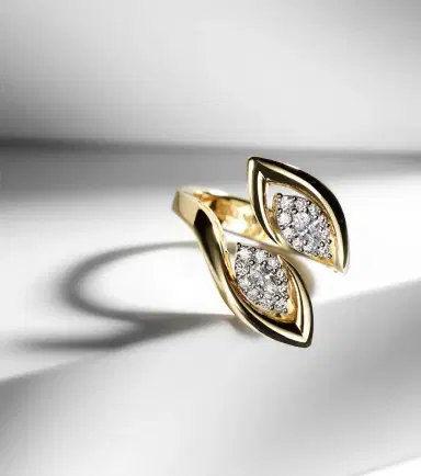 YEPREM Golden Strands 18kt white and yellow gold ring with diamonds | Thumbnail 5
