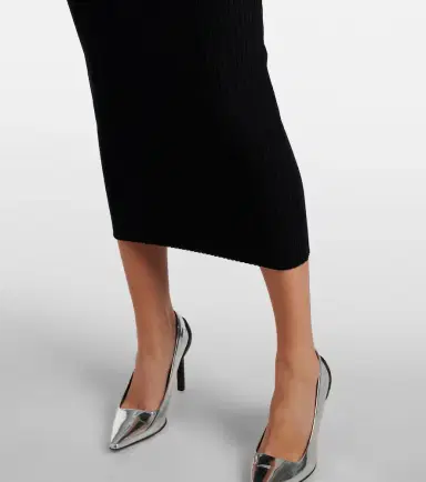 Courreges Courrèges Asymmetric ribbed-knit midi dress | Thumbnail 3