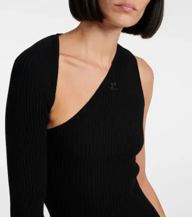 Courreges Courrèges Asymmetric ribbed-knit midi dress | Thumbnail 4