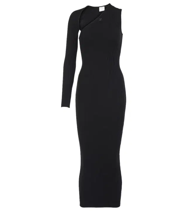 Courreges Courrèges Asymmetric ribbed-knit midi dress