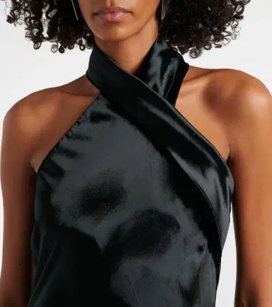 Galvan Pandora halterneck satin gown | Thumbnail 3
