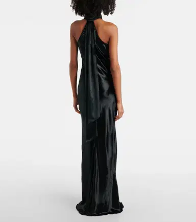 Galvan Pandora halterneck satin gown | Thumbnail 4