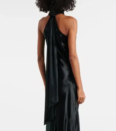 Galvan Pandora halterneck satin gown | Thumbnail 5