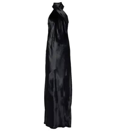 Galvan Pandora halterneck satin gown | Thumbnail 1