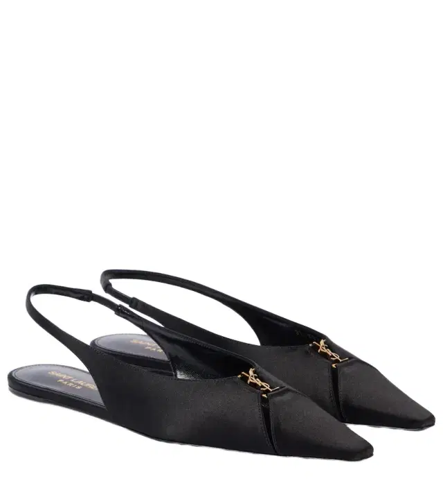 Saint Laurent Babylone crêpe slingback flats