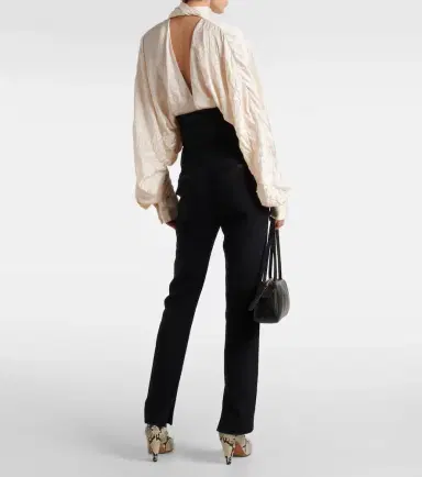 Khaite Lenro satin-trimmed high-rise slim pants | Thumbnail 5 Khaite Lenro satin-trimmed high-rise slim pants | Thumbnail 5