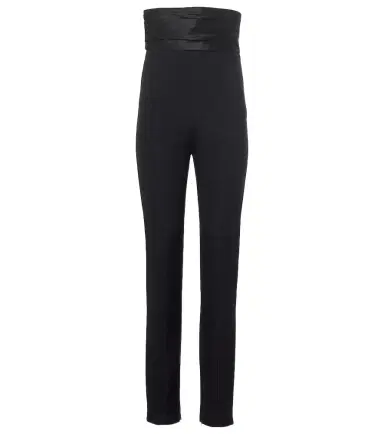 Khaite Lenro satin-trimmed high-rise slim pants | Thumbnail 1 Khaite Lenro satin-trimmed high-rise slim pants | Thumbnail 1