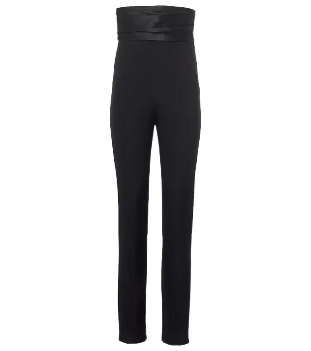 Lenro satin-trimmed high-rise slim pants