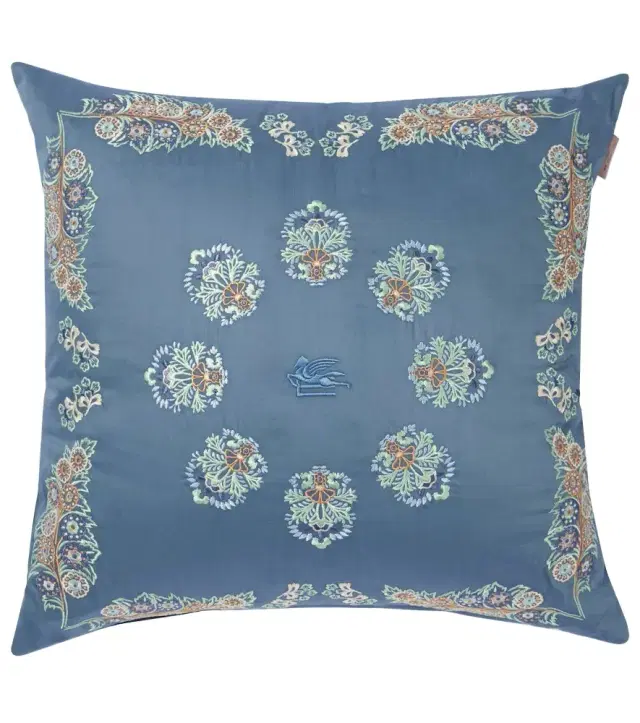 Etro Embroidered cotton satin cushion