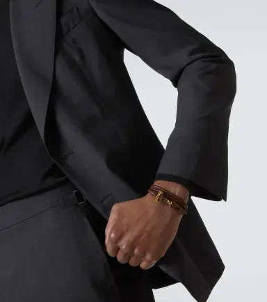 Tom Ford T braided leather bracelet | Thumbnail 4
