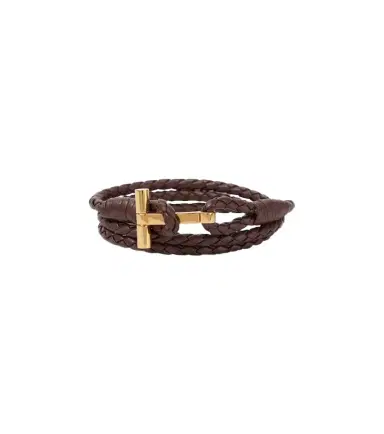 Tom Ford T braided leather bracelet | Thumbnail 1