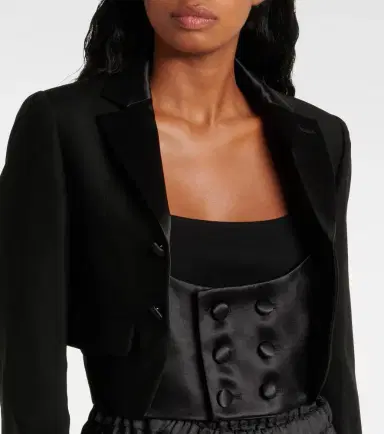 Noir Kei Ninomiya Cropped wool, mohair, and silk jacket | Thumbnail 3