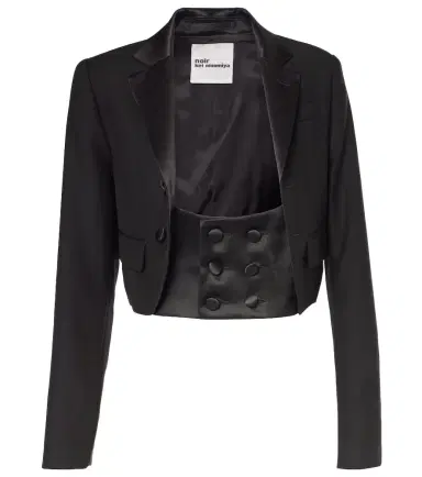 Noir Kei Ninomiya Cropped wool, mohair, and silk jacket | Thumbnail 1