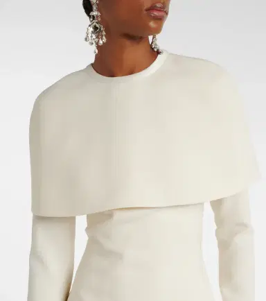 Safiyaa Bridal Gullu caped crêpe midi dress | Thumbnail 2