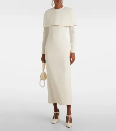 Safiyaa Bridal Gullu caped crêpe midi dress | Thumbnail 6