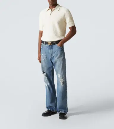 Dolce & Gabbana DG knitted cotton polo shirt | Thumbnail 3