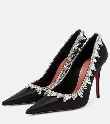 Amina Muaddi Begumissima 105 embellished satin pumps | Thumbnail 3