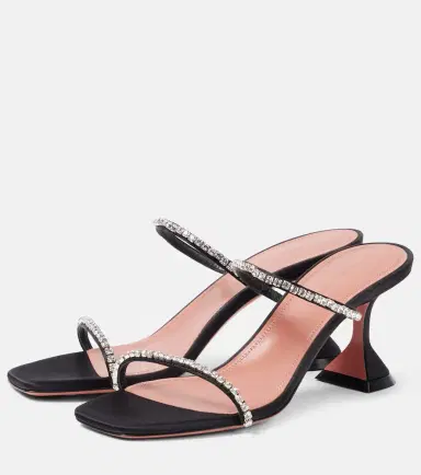 Amina Muaddi Gilda 70 embellished satin mules | Thumbnail 4