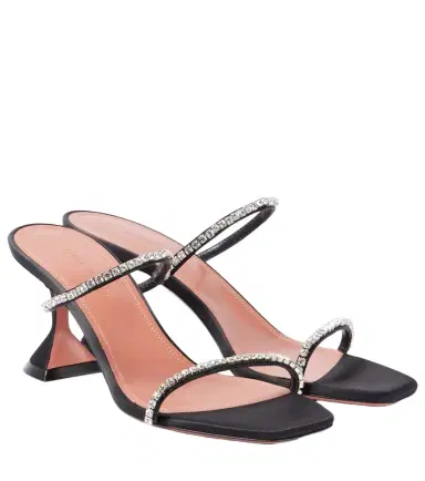 Amina Muaddi Gilda 70 embellished satin mules | Thumbnail 1