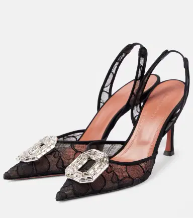 Amina Muaddi Camelia 90 lace slingback pumps | Thumbnail 3