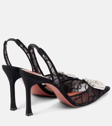 Amina Muaddi Camelia 90 lace slingback pumps | Thumbnail 4