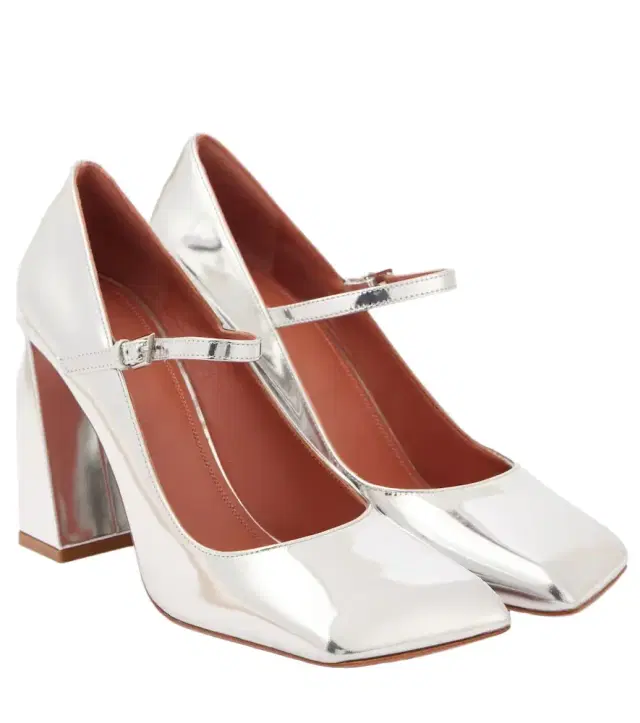 Amina Muaddi Charlotte 95 leather Mary Jane pumps