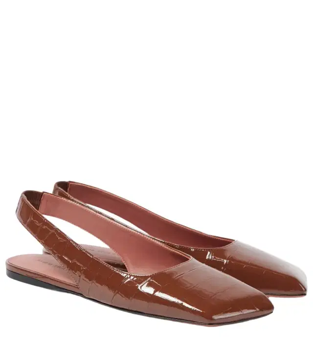 Amina Muaddi Ane patent leather slingback flats