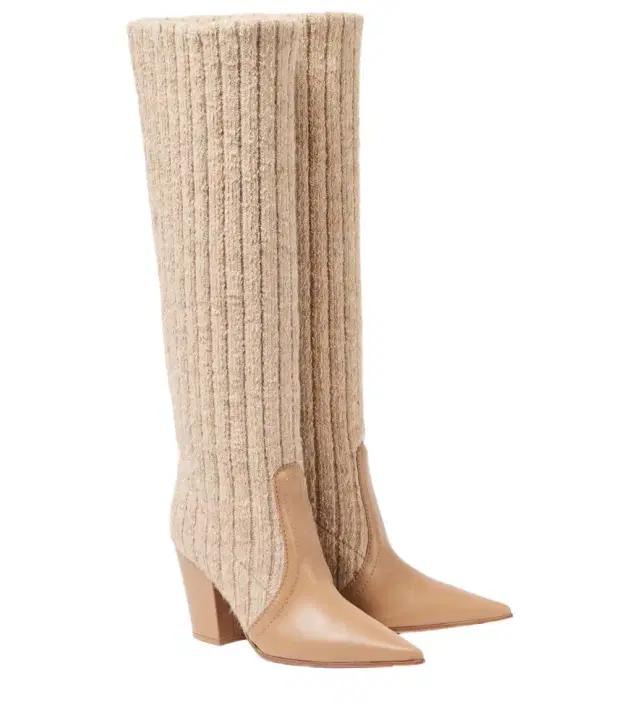 Gianvito Rossi Leather-trimmed knee-high boots