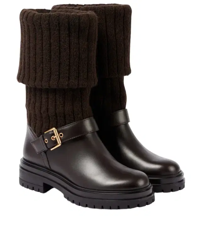 Gianvito Rossi Thurso leather-trimmed biker boots