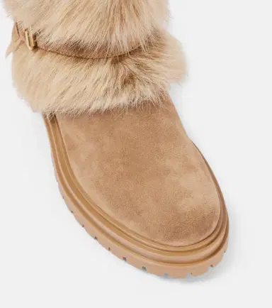 Gianvito Rossi Shearling-trimmed suede knee-high boots | Thumbnail 4