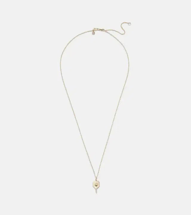 Pickleball 14kt gold pendant necklace with diamonds