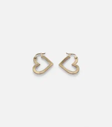 Sydney Evan Flutted Heart 14kt white gold earrings | Thumbnail 2
