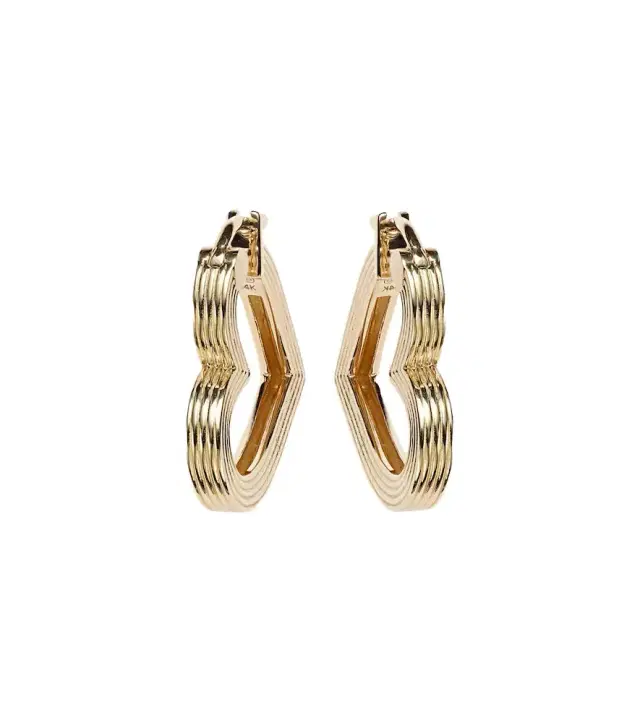 Sydney Evan Flutted Heart 14kt white gold earrings