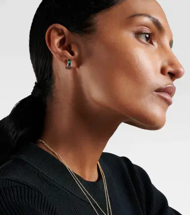 Sydney Evan 14kt gold hoop earrings with gemstones | Thumbnail 3