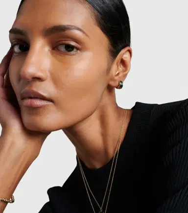 Sydney Evan 14kt gold hoop earrings with gemstones | Thumbnail 4