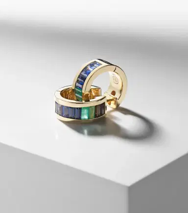 Sydney Evan 14kt gold hoop earrings with gemstones | Thumbnail 5