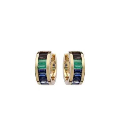Sydney Evan 14kt gold hoop earrings with gemstones | Thumbnail 1