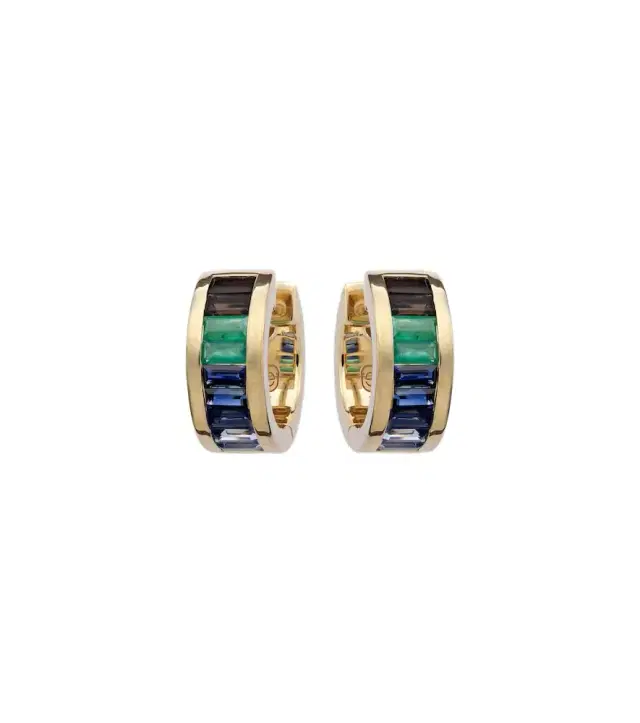 Sydney Evan 14kt gold hoop earrings with gemstones