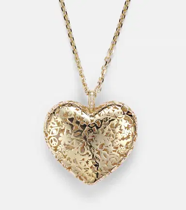 Sydney Evan Puffy Icon Wallpaper Heart 14kt gold necklace with diamonds | Thumbnail 2